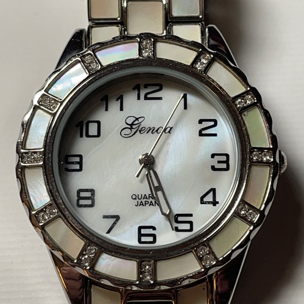 Vintage Genoa abalone silver watch